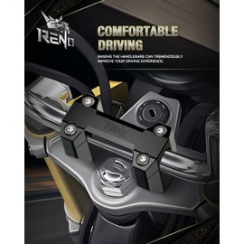 RENO Motorcycle Handlebar Riser Clamp, Increase 1-1/2" Motorcycle Handlebar Height Compatible with Touring Road Glide/FLTR X XS SE U XST K/FLHR C S SE6 XS (Aluminum, Black, 1 Pack)