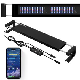 GLOWRIUM Saltwater Aquarium Light,Smart Reef Coral Light,App with Bluetooth + WiFi Dual Control,Multi-Zone Spectrum for Saltwater Fish and Reef Tanks,with Real Time Water TemperatureSensor (36-48 in)