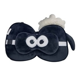Relaxeazzz Chewy Neck Pillow with Eye Mask, Shaun the Sheep Cute Plush Toy, Integrated Eye Mask, for Travel, Airplanes, Car, Sleep, Children, Gift, Authentic Japan Product