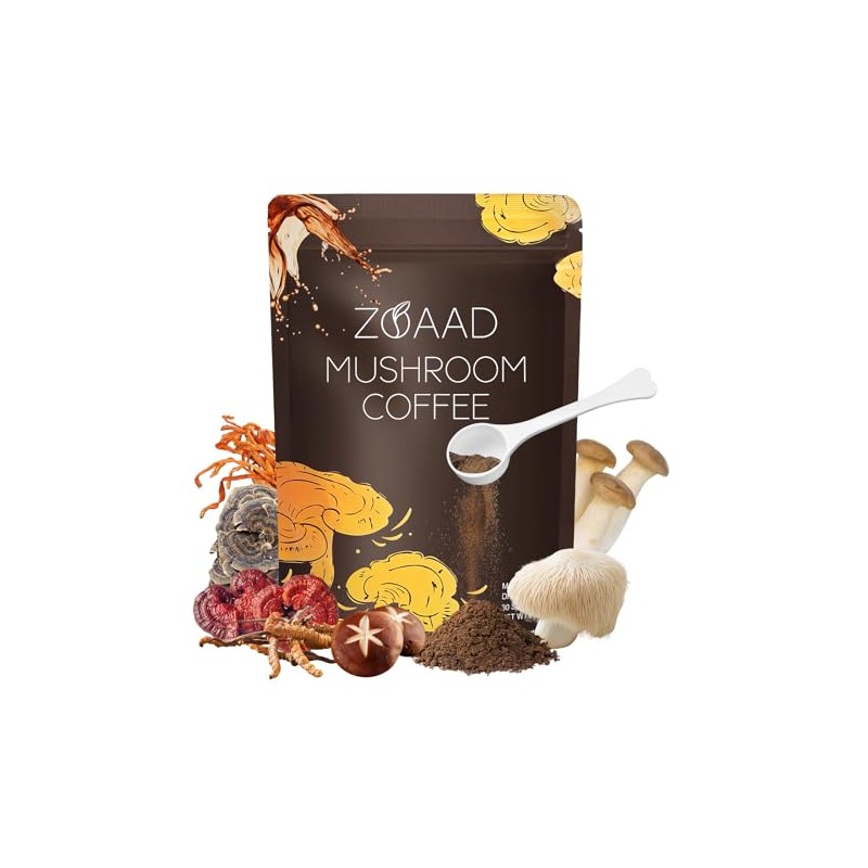 ZOAAD Mushroom Coffee - 6 Organic Adaptogenic Mushrooms with Lion’s