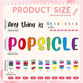 Mooliwe 52 Pcs Summer Bulletin Board Decorations Set Anything is Ice Pop Bulletin Board Decorations Back to School Cutouts for School Classroom Home Party Supplies