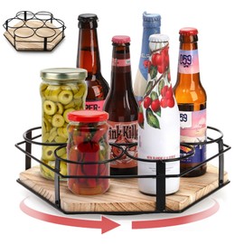 Cididu 7 Bottles Rotating Syrup Rack, Countertop Coffee Syrup Organizer Stand, Syrup Bottle Storage Holder Spinner, Turntable Wine Display Lazy Susan Tray for Coffee Bar, Kitchen, Pantry