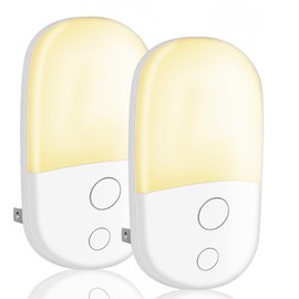 Night Light Plug in Walls & Night Lights with Dusk to Dawn Photocell Sensor, Energy Saving Lights Kids for Children's Room, Stairs, Hallway, Bedrooms, Garage (2 Pack), White