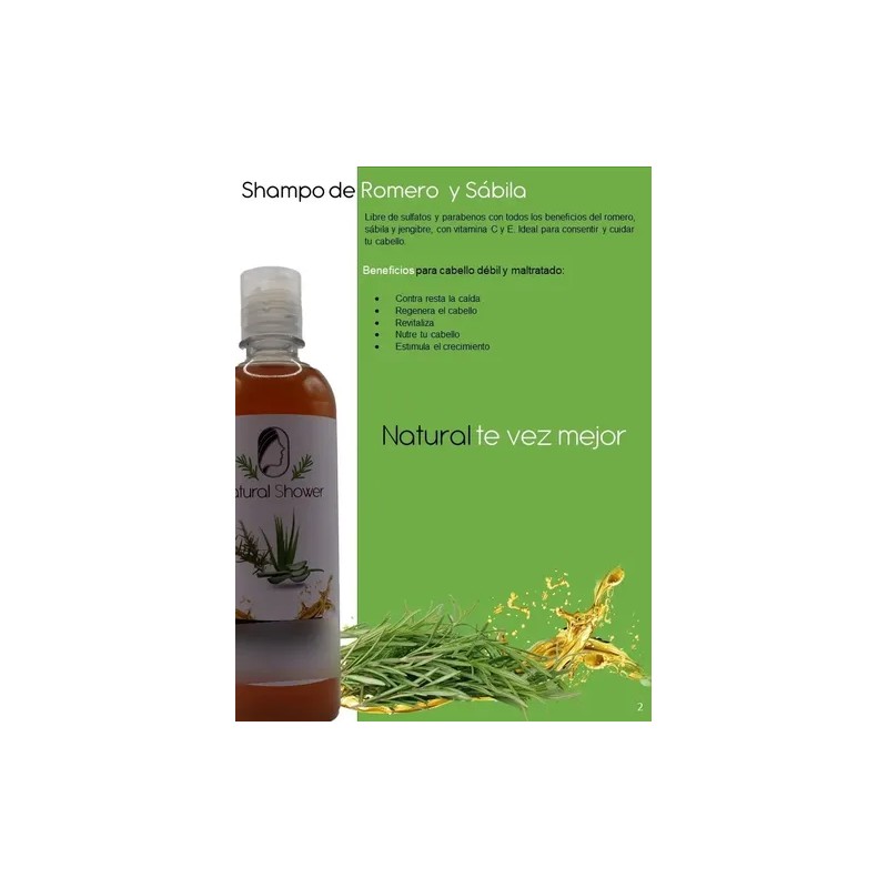 Shampoo De Romero Sabila Artesanal Y Orgánico Natural Shower