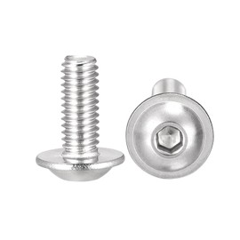 sourcing map Flanged Button Head Socket Cap Screws, M4*10mm Hex Socket Drive Screw, 304 Stainless Steel Fasteners Bolts, Fully Threaded Machine Screw 50Pcs