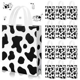 20 Pieces Cow Print Gift Bags Cow Party Favors Non Woven Tote Bags with Handle Reusable Cow Goodie Bags Candy Bag for Cow Theme Birthday Party Baby Shower Supplies