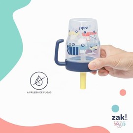 Zak Designs - Vaso capri para niños pequeños para viajes o en casa, paquete de 2 vasos de plástico duraderos con asa y diseño a prueba de fugas, perfe