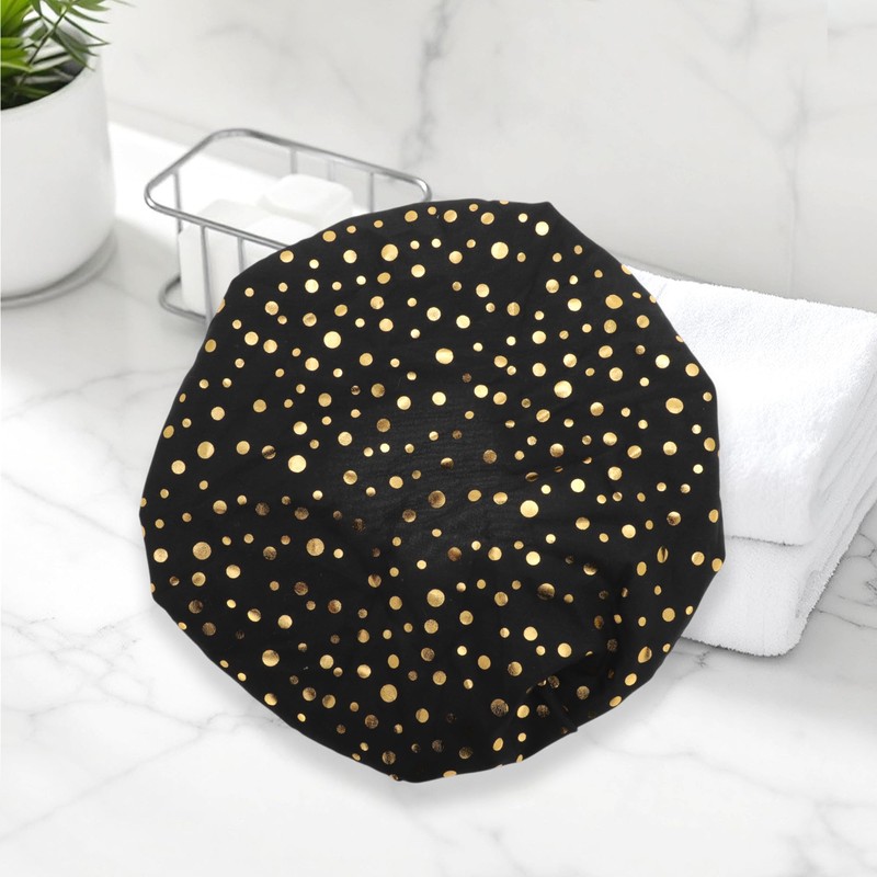VOCOSTE Shower Cap, Hair Cap, Dot, Double Layer Waterproof, Reusable