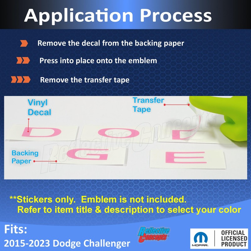 Rear Dodge Emblem Overlay Decal - Fits 2015-2023 Challenger -