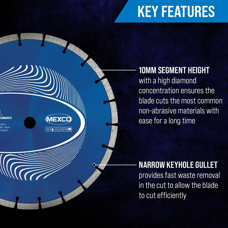 Mexco GPX10 General Purpose Concrete Diamond Blade, Cutting Disc for