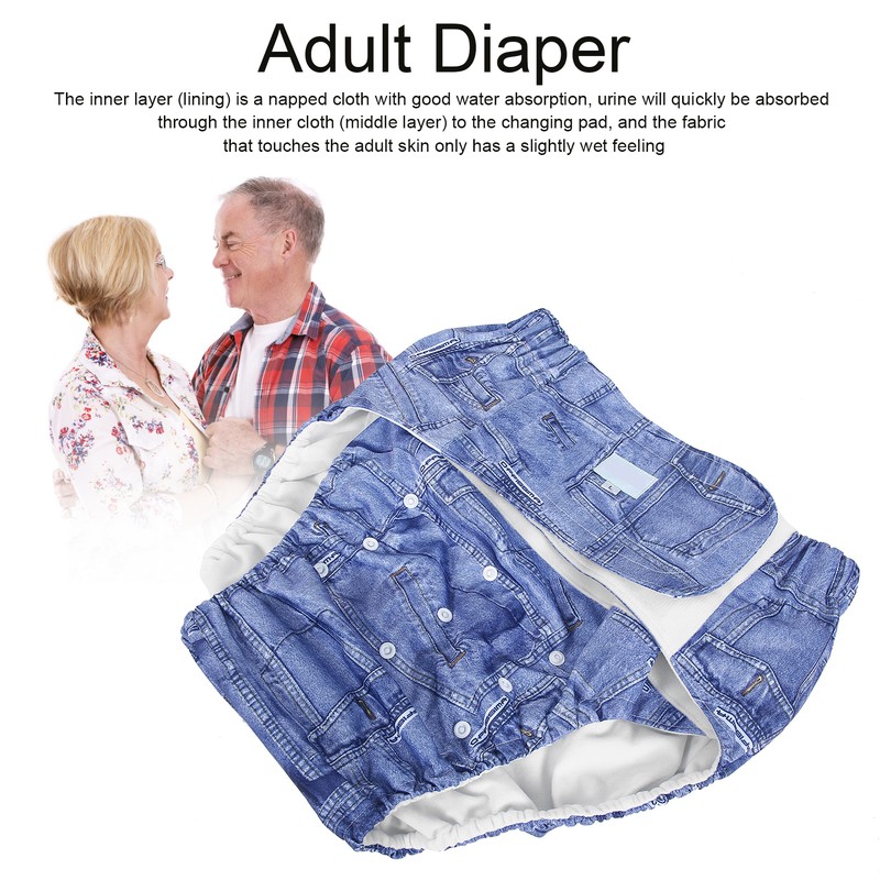 Adult Diaper Adjustable Washable Elderly Diaper Reusable Incontinence Nappy PantsA09