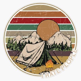 GS Love Camping I Hate People Vintage Retro Funny Sticker - 5 Inch Vinyl Decal for Car, Bumper, Wall, Laptop & Window - Perfect Camping Gift