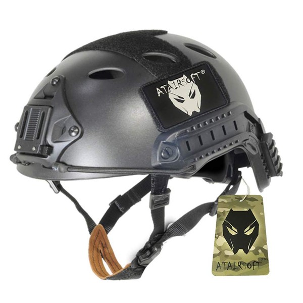 ATAIRSOFT PJ Type Adjustable Tactical Fast Helmet w/Side Rails and NVG Mount Black (L/XL)