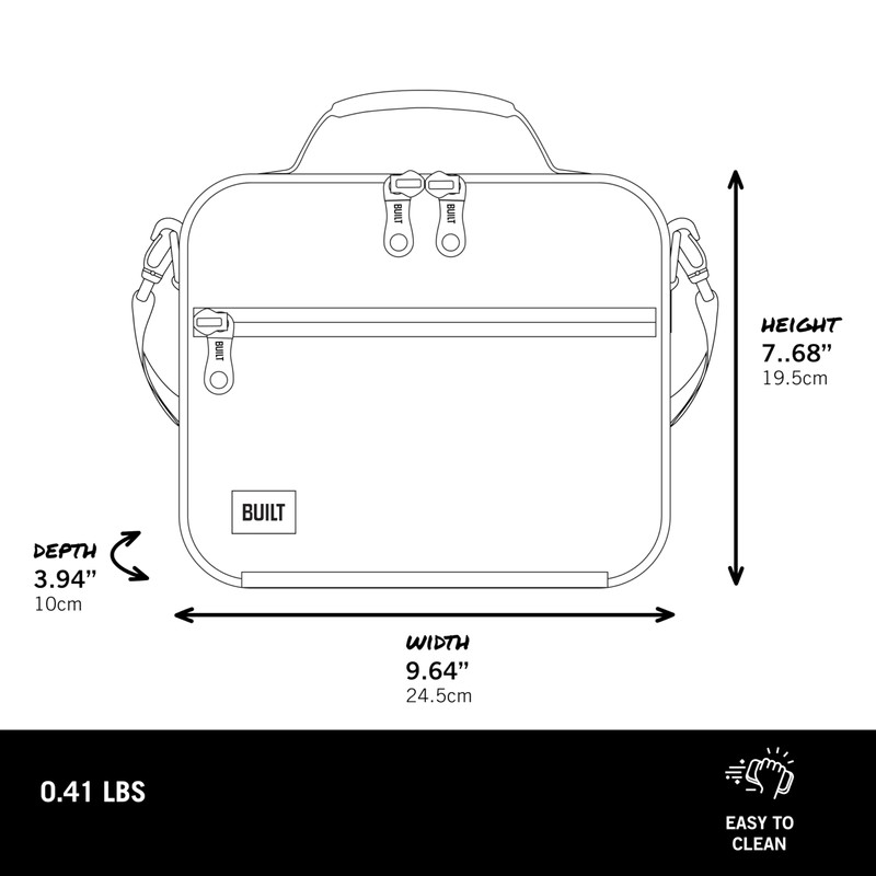 BUILT Puffer Water-Resistant Polyester Lunch Box, Lightweight Insulated and Reusable