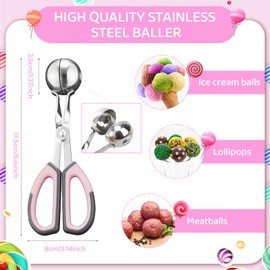 SULICRE Cake Pop Kit, Including 100 Cake Pop Sticks and Wrappers, 100 Twist Ties, 1 Cake Pop Scooper and Decorating Pen, Cake Pops Making Tools for Lollipop, Candies, Chocolates and Cookies-pink