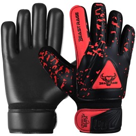 BEASTRAGE Goalkeeper Gloves for Kids Boys Youth,Soccer Goalie Gloves Kids with Double Wrist Support,Strong Grip Double Padded Palm Football Glove Boys (Red, 6)