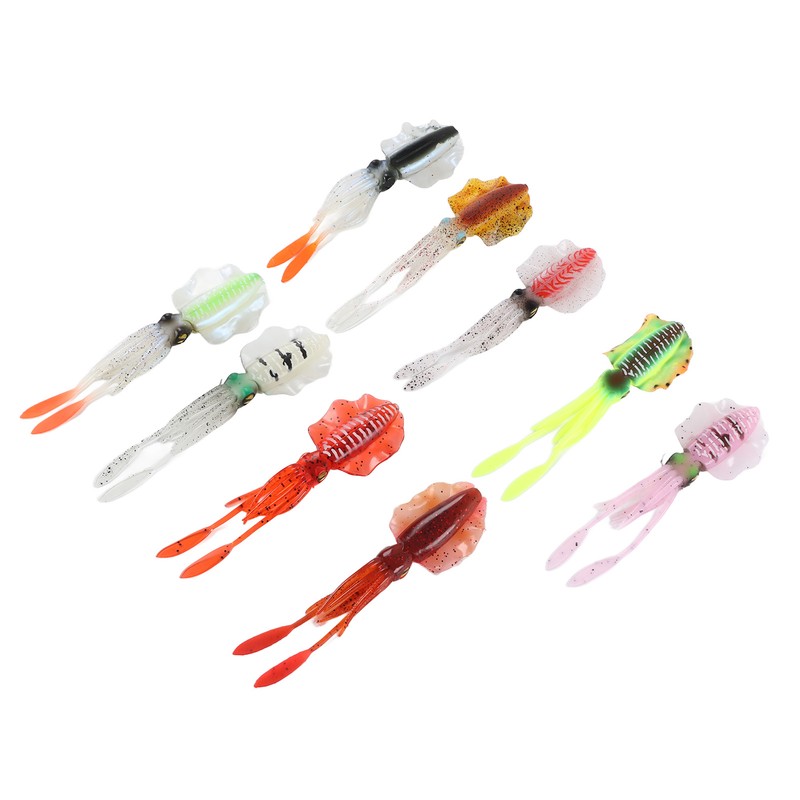 9Pcs Simulation Fishing Lures PVC Luminous Soft Fishing Baits for