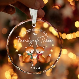 Baby First Christmas Ornament 2024 - Family Christmas Ornaments 2024 - Babys First Christmas Ornament - Family of 3 Christmas Ornament 2024 - Gifts for Baby 1st Christmas (Family of Three 2024)