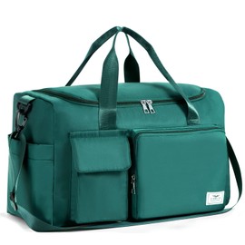 FIORETTO Women's Water-Resistant Gym Duffle Bag with Shoes Compartment, 37L Capacity, Multi-Functional, Ideal for Travel, Gym, Sports, Duffel, Weekender, Peacock Blue