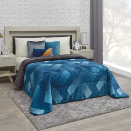 Colchas Elefantito Cobertor Con Borrega King Size Azul Térmico Citrino Diseño de la tela Geométrico