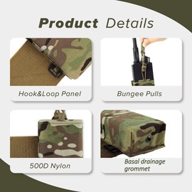 KRYDEX Mag Holder Radio Pouch with Hook and Loop Cummerbund Side Magazine Holster for Tactical Chest Rig Vest 1 Pack (MC)