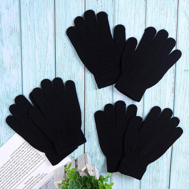Cooraby 3 Pairs Winter Kids Gloves Warm Stretchy Knitted Magic