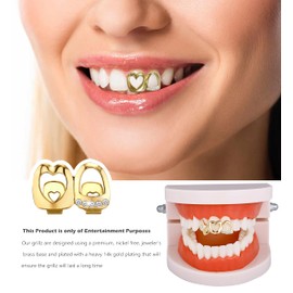GIFIKOI 9Pcs Grillz Teeth Caps for Women Men Fake Tooth Cap Grill Dental Jewelry Kit for Teeth Hip Hop Halloween Party Single Grillz Jewelry Set Gold