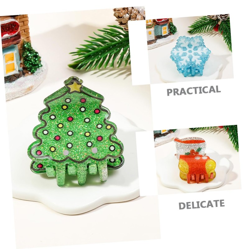 SAFIGLE 5pcs Small Christmas Hair Claw Clips for Sturdy Lightweight