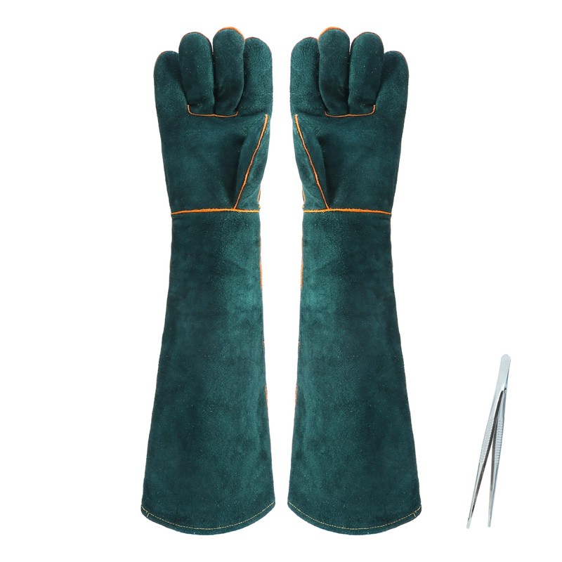 QWLWBU 1 Pair Animal Handling Gloves Bite Proof,Leather Welding Gloves,24.4in