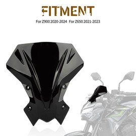 Windshield for Z900 - PSLER Windshield Windscreen Baffle Air Wind Deflector Front Flyscreen for Z900 Z 900 2020-2023 Z650 2021-2023（Black）