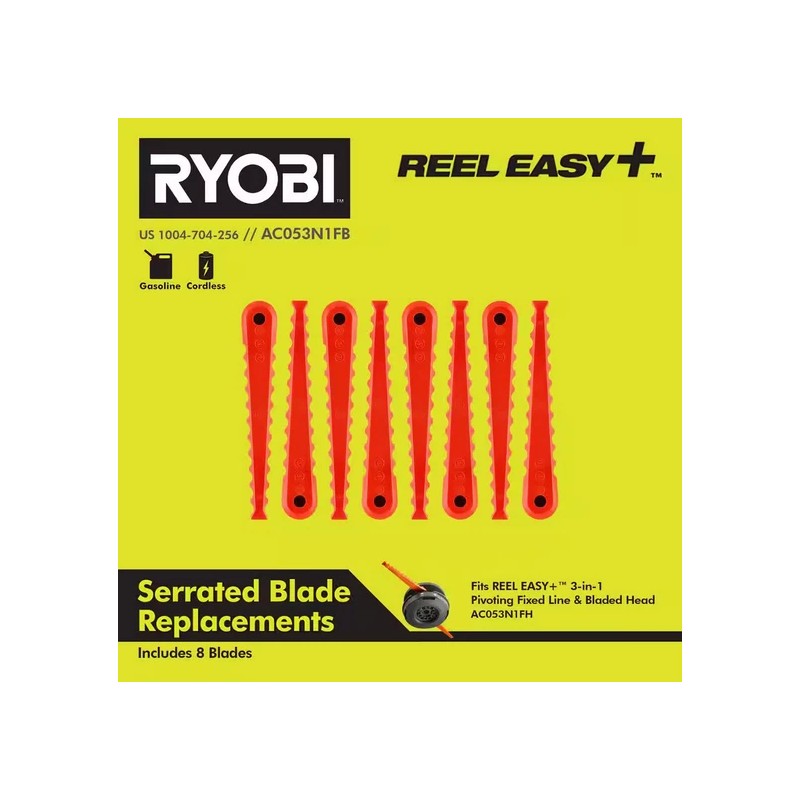 Ryobi REEL EASY+ Serrated Blade Replacements (8-Pack) for RYOBI Trimmers