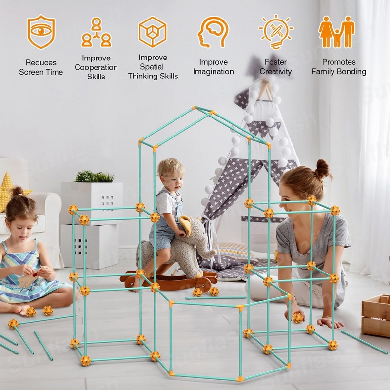 140 PCS Fort Building Kit for Kids Age 4-10, Den