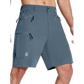 ISEEGZ Men's Hiking Cargo Shorts 9 inch Water Resistant Quick Dry Tactical Travel Outdoor Fishing Shorts Zipper Pockets