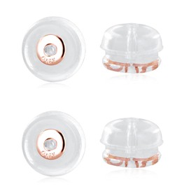 18K Rose Gold Clear Soft Silicone Earring Backs For Studs Rubber Hypoallergenic Ear Safety For Studs 2 Pairs