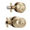 NCSEN Brushed Gold Door Knobs with Lock, Exterior Door Lock