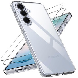 Natbok Clear Case for Samsung Galaxy S26+ Plus Case with 2 Pack Screen Protector,Shockproof Soft TPU Bumper and Hard PC Back Phone Case,Non-Yellowing,Anti-Scratch,Drop Protection,Slim Fit Cover Case