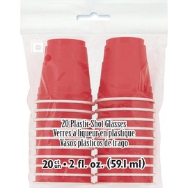 Premier Stylz Brand Red Plastic Shot Glass - 2 oz. (20 Pieces) - Perfect for Parties and Celebrations