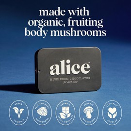 Alice Mushrooms Nightcap | Mushroom Chocolates | Supports Deep Sleep, Calm Mind, and Stress Relief - Reishi & L-Theanine | Regulates Sleep Cycles & Reduces Tension - Magnesium, Zinc