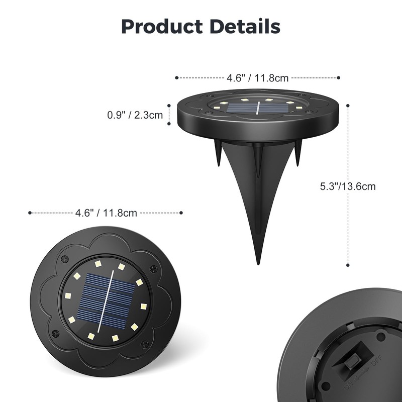 Brightown Solar Lights Outdoor Waterproof, 12 Packs LED In-Ground Solar