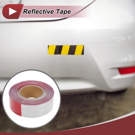 HEROFFIX 1 Pcs Safety Warning Reflective Tape Increased Visibility Reflective Strips 98.43ftx1.97" Red,White PET