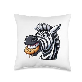 Cute Cartoon Zebra Cookie Sweet Teeth Throw Pillow
