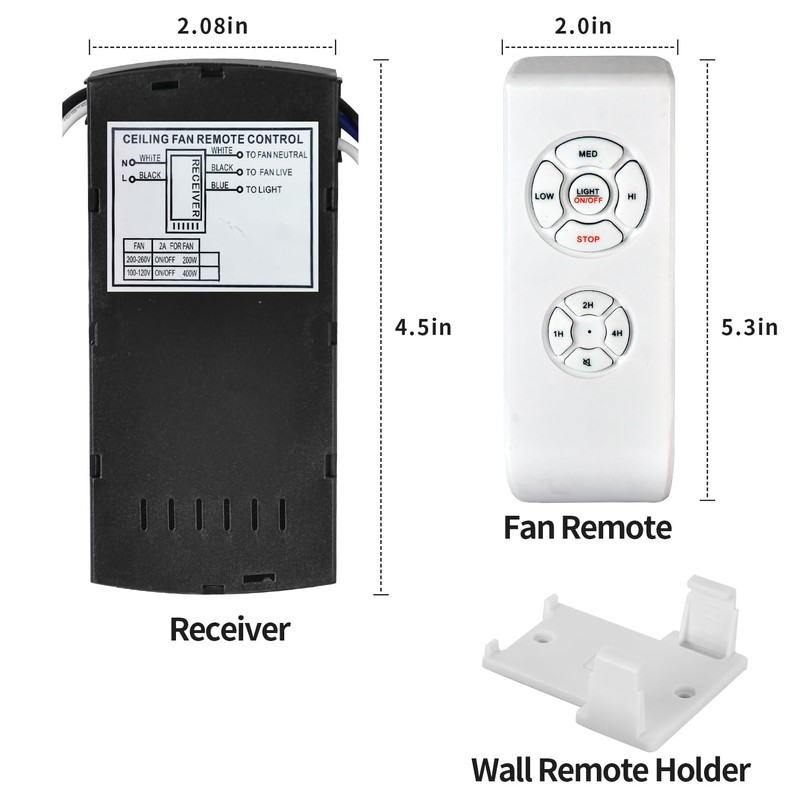 Universal Ceiling Fan Remote Control Kit，Multifunctional Wireless 3-in-1 Ceiling Fan