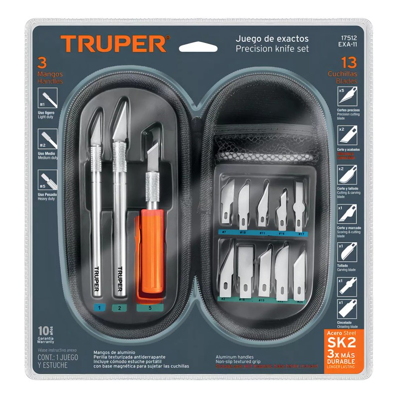 Truper EXA-11 Juego De Exactos Hobby Con Estuche 13 Piezas