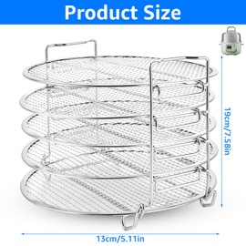 LOYORTY 7.5x5 Inch Dehydrator Rack, Stainless Steel Stand Accesories, Dehydrator Stand With 5 Stackable Layers, Compatible with Instant Pot 8 Quart, Pressure Cooker and Air Fryer