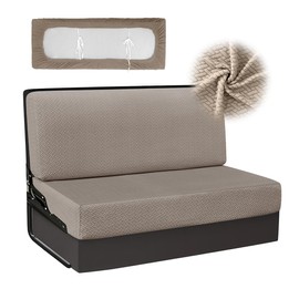 RV Couch Covers for Sofa Bed 2 Piece Stretchable Jackknife Sleeper Sofa Protectors, for RV Home Living Room,RV Owners Pet Families (Khaki)