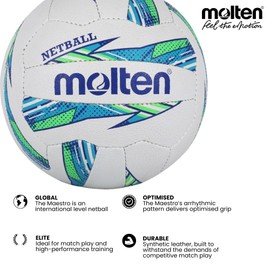 Molten Maestro Netball International Level, Green/Blue, size 5