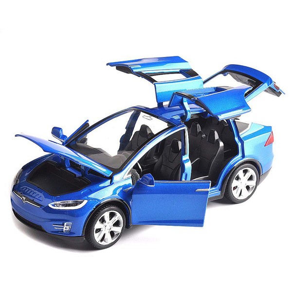 ANTSIR Car Model X 1:32 Scale Alloy diecast Pull Back Electronic Toys with Lights and Music,Mini Vehicles Toys for Kids Gift (Blue)