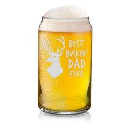 Veracco Best Buckin' Dad Funny Birthday Gifts Fathers Day For Dad Grandpa Stepdad Pint Beer Can Glass (Clear, Glass)
