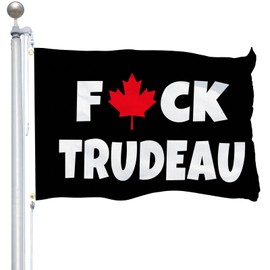 3x5FT F Trudeau Flag,100D Polyester FK Trudeau Banner with Brass Grommets for Outdoor Indoor Decoration (white & black)