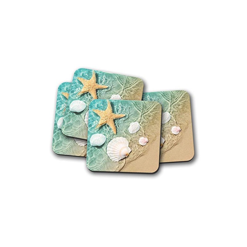 4 Set - Beach Shells Coaster - Shell Star Fish
